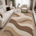 Wavy Abstract Area Rug – Brown in a living room