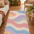 Wavy Abstract Area Rug – Pastel in a living room