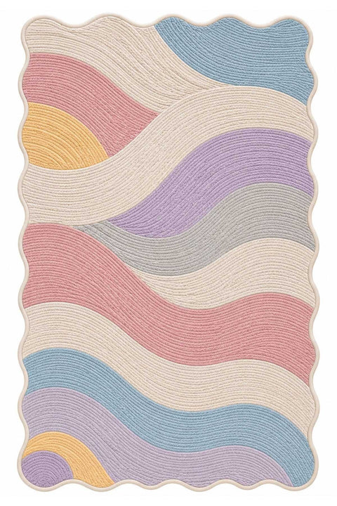 Wavy Abstract Area Rug – Pastel