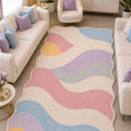 Wavy Abstract Area Rug – Pastel in a living room