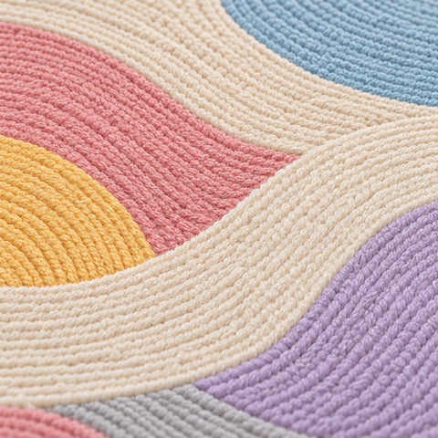 Wavy Abstract Area Rug – Pastel – texture close-up