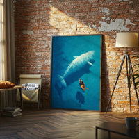 Whale and Boat Aesthetic Wall Décor Poster – Minimal Ocean Illustration Print