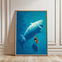 Whale and Boat Aesthetic Wall Décor Poster – Minimal Ocean Illustration Print