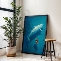 Whale and Boat Aesthetic Wall Décor Poster – Minimal Ocean Illustration Print