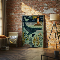 Whale in the Ocean Wall Poster | Coastal Animal Print for Nursery or Kids Room | Sea Life Art Gift for Playroom