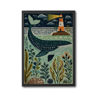 Whale in the Ocean Wall Poster | Coastal Animal Print for Nursery or Kids Room | Sea Life Art Gift for Playroom