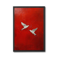 White Birds Minimal Home Art Décor Poster, Red Background Minimal Print
