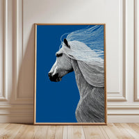 White Horse Understated Home Art – Contemporary Equestrian Print for Home Decor