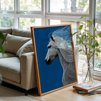 White Horse Understated Home Art – Contemporary Equestrian Print for Home Decor