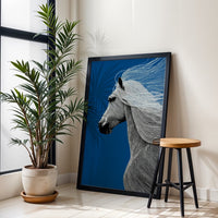 White Horse Understated Home Art – Contemporary Equestrian Print for Home Decor