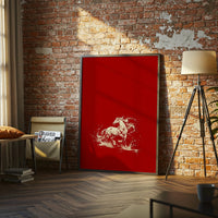 White Horse Understated Wall Print – Minimal Horse Illustration Poster