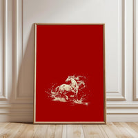 White Horse Understated Wall Print – Minimal Horse Illustration Poster