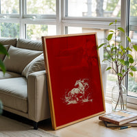 White Horse Understated Wall Print – Minimal Horse Illustration Poster