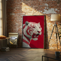 White Tiger Aesthetic Home Art Wall Poster Print – Minimal Jungle Animal Illustration