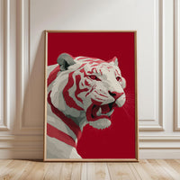 White Tiger Aesthetic Home Art Wall Poster Print – Minimal Jungle Animal Illustration