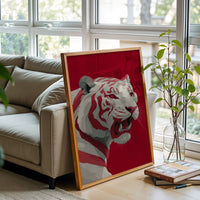 White Tiger Aesthetic Home Art Wall Poster Print – Minimal Jungle Animal Illustration