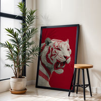 White Tiger Aesthetic Home Art Wall Poster Print – Minimal Jungle Animal Illustration
