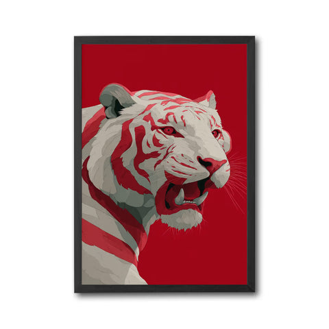 White Tiger Aesthetic Home Art Wall Poster Print – Minimal Jungle Animal Illustration