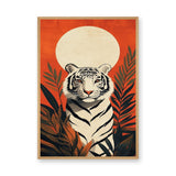White Tiger Jungle Modern Wall Art – Orange Botanical Tiger Print