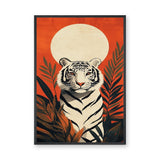 White Tiger Jungle Modern Wall Art – Orange Botanical Tiger Print