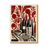 Wine Table Still Life Modern Wall Art – Red Botanical Dining Print