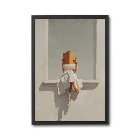 Woman Reading Print - Neutral Wall Print, Library, Book Lover Gifts, Simple Decor, Dopamine Decor, Reading Decor, Book Prints, Bedroom Art