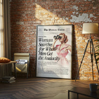 Woman Searches for Where Men Get the Audacity Heritage Quote Wall Poster, Funny Feminist Home Art