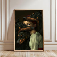 Woman with Doberman Dogs Aesthetic Wall Print