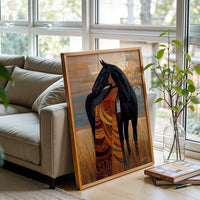 Woman with Horse Aesthetic Wall Print, Elegant Horse Lover Print