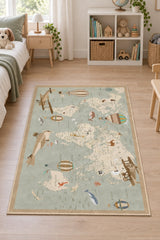 World Map Kids Area Rug in a nursery