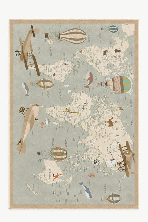 World Map Kids Area Rug