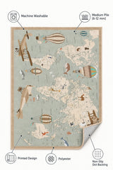 World Map Kids Area Rug – features