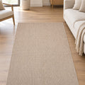Woven Boho Area Rug – Beige in a living room