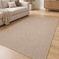 Woven Boho Area Rug – Beige in a living room