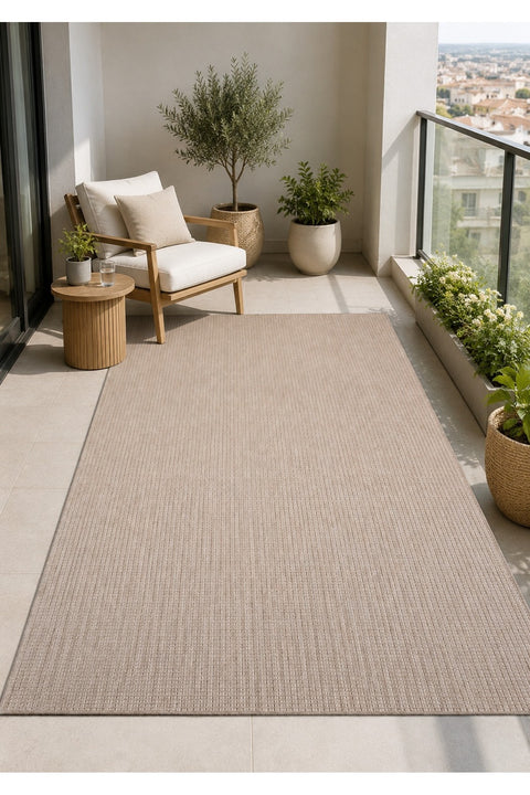 Woven Boho Area Rug – Beige in a living space
