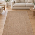 Woven Boho Area Rug – Brown in a living room