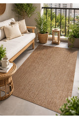 Woven Boho Area Rug – Brown in a living space
