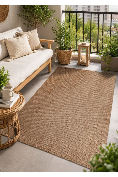 Woven Boho Area Rug – Brown in a living space