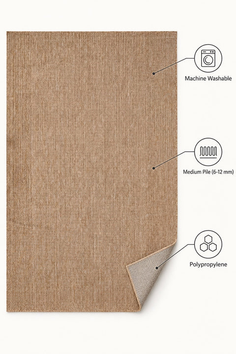 Woven Boho Area Rug – Brown – features