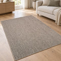 Woven Boho Area Rug – Gray in a living room