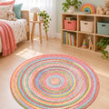 Woven-Look Modern Round Rug – Multicolor 3 in a nursery