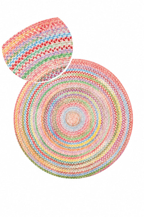 Woven-Look Modern Round Rug – Multicolor 3