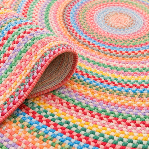 Woven-Look Modern Round Rug – Multicolor 3 – texture close-up