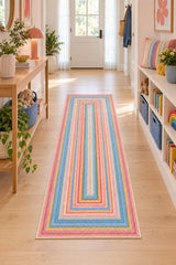 Woven-Look Modern Runner Rug – Multicolor in a hallway