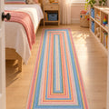 Woven-Look Modern Runner Rug – Multicolor in a bedroom