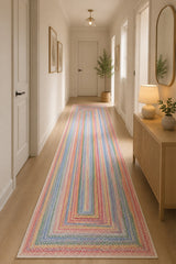 Woven-Look Modern Runner Rug – Multicolor in a hallway
