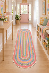 Woven-Look Modern Runner Rug – Multicolor 2 in a hallway