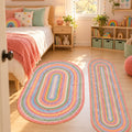 Woven-Look Modern Runner Rug – Multicolor 2 in a bedroom
