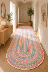 Woven-Look Modern Runner Rug – Multicolor 2 in a hallway