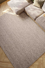 Woven Stripe Scandinavian Kitchen Rug – Gray in a living room